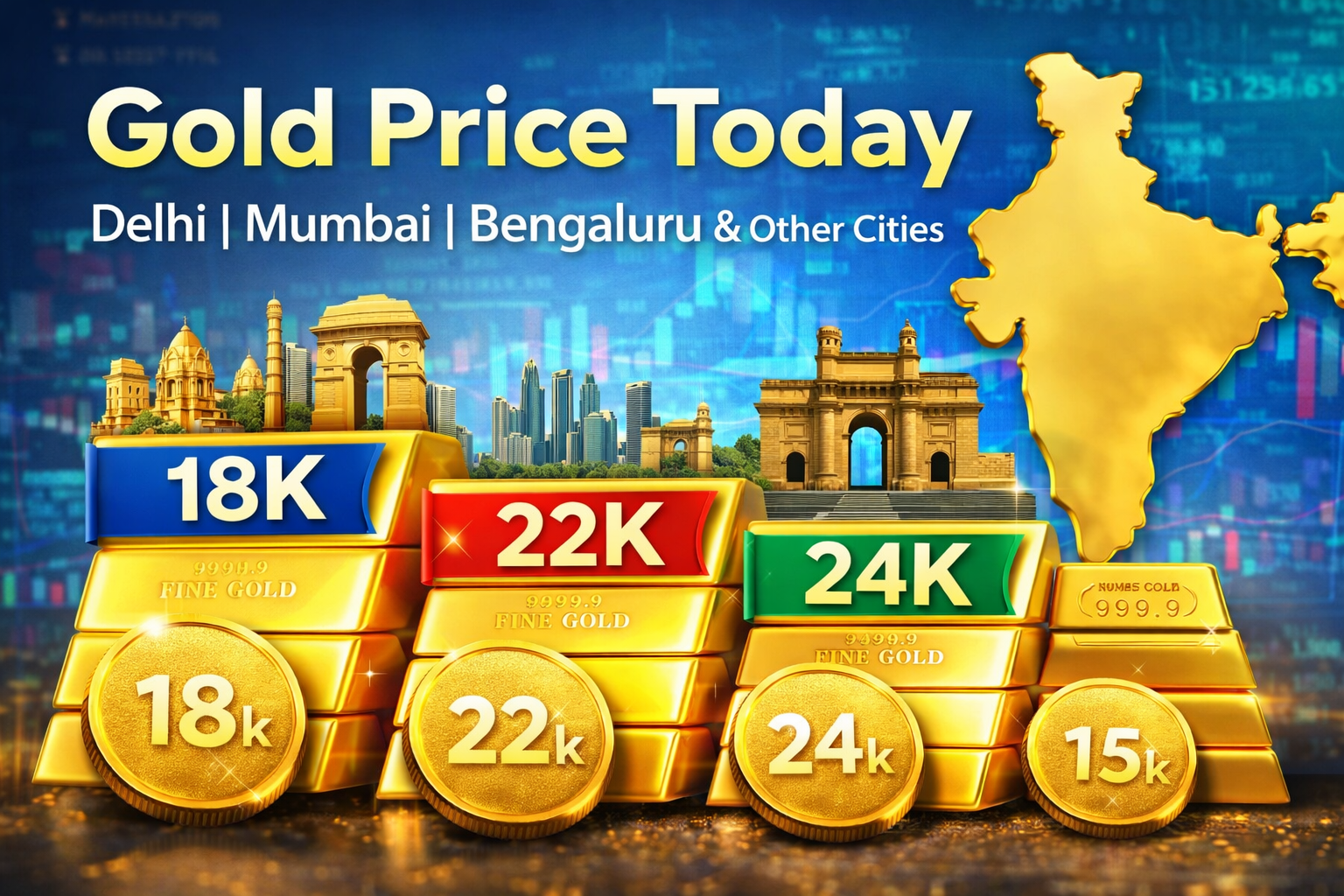 Today’s Gold Price in India: 18K, 22K & 24K Gold Rates City-Wise