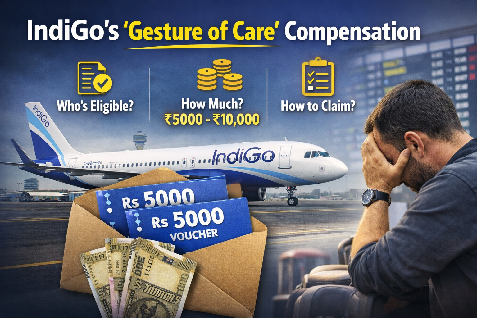 IndiGo’s ‘Gesture of Care’ Compensation: Eligibility, Amount & Claim Process Explained